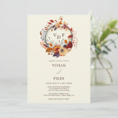 Elegant Herfst Wildflower Name Initiaal Wedding Kaart (Staand voorkant)