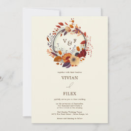 Elegant Herfst Wildflower Name Initiaal Wedding Kaart
