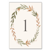 Elegant Herfst Wreatding Wedding Table Number Kaart (Achterkant)
