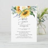 Elegant Herfst Zonnebloem Eucalyptus Vrijgezellenf Kaart (Staand voorkant)