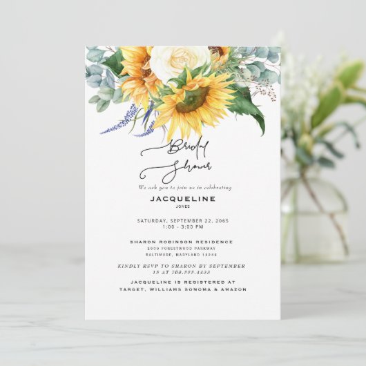 Elegant Herfst Zonnebloem Eucalyptus Vrijgezellenf Kaart (Staand voorkant)