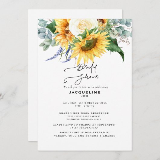 Elegant Herfst Zonnebloem Eucalyptus Vrijgezellenf Kaart (Voorkant / Achterkant)