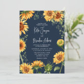 Elegant Herfst Zonnebloemen en marineverbinding Kaart (Staand voorkant)