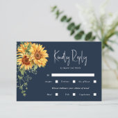 Elegant Herfst Zonnebloemen en marineverbinding RSVP Kaartje (Staand voorkant)