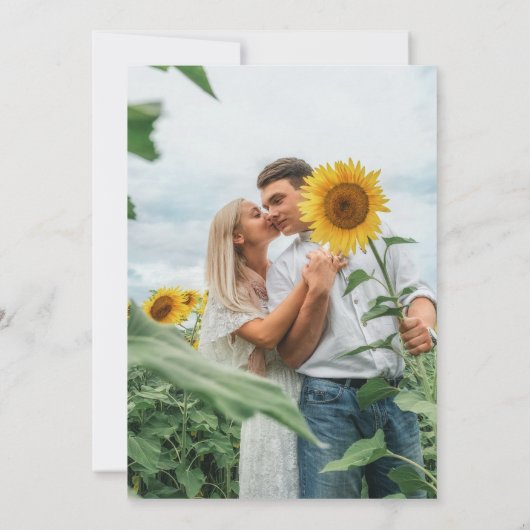 Elegant Herfst Zonnebloemen en marineverbinding Save The Date (Achterkant)