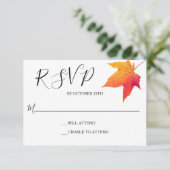Elegant herfstblad bruiloft antwoord RSVP (Staand voorkant)