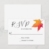 Elegant herfstblad bruiloft antwoord RSVP (Voorkant / Achterkant)