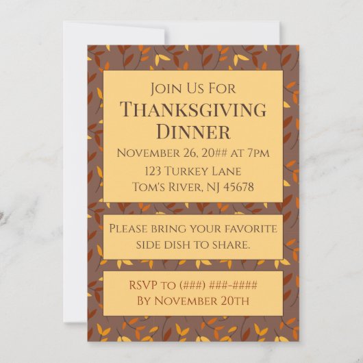 Elegant herfstblad kaart (Voorkant)