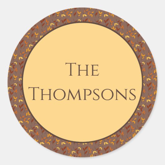 Elegant herfstblad ronde sticker (Voorkant)