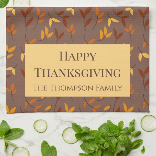 Elegant herfstblad theedoek (Gevouwen)