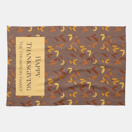 Elegant herfstblad theedoek (Horizontaal)