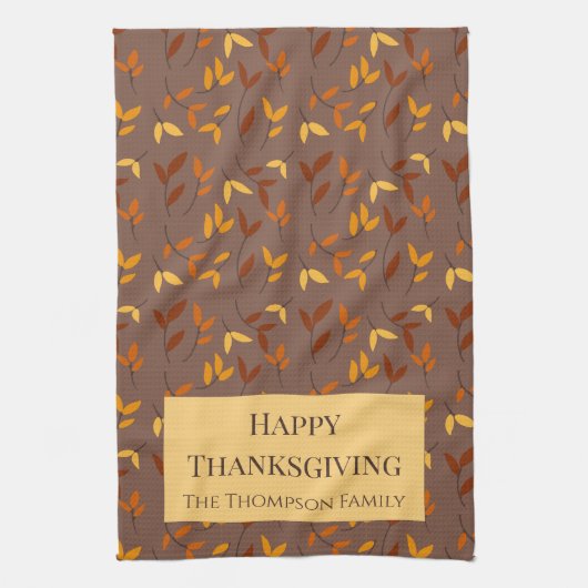 Elegant herfstblad theedoek (Verticaal)