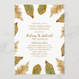 Elegant Herfstbladeren 10e huwelijksverjaardag Kaart