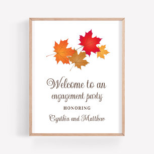 Elegant Herfstbladeren Bruiloft Welkom Poster