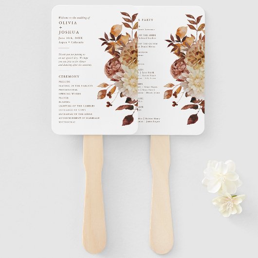 Elegant Herfstbladeren Huwelijksprogramma Handwaaier