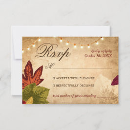 Elegant Herfstbladeren Landelijke Herfst Bruiloft RSVP Kaartje