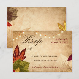 Elegant Herfstbladeren Landelijke Herfst Bruiloft RSVP Kaartje