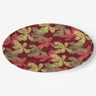 Elegant herfstbladpatroon papieren bordje