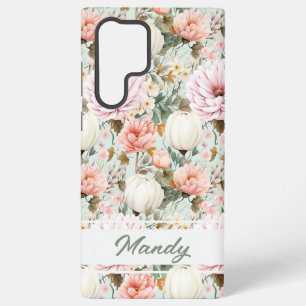 Elegant herfstbloemen herfst patroon samsung galaxy hoesje