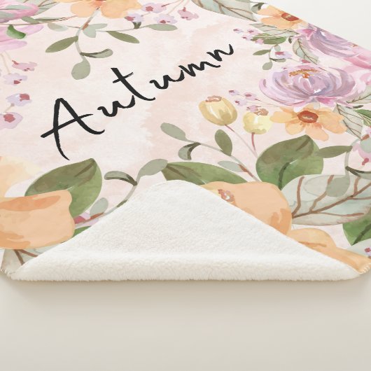 Elegant herfstbloementuin voor baby girl Pink Sherpa Deken (3/4)