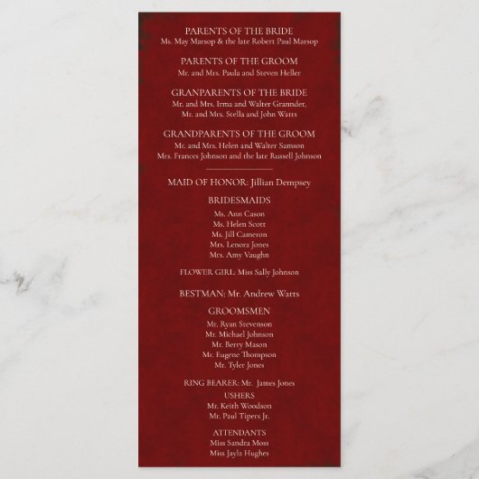 Elegant herfstboom huwelijksprogramma programmakaart (Achterkant)