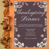 Elegant herfsteikel Thanksgiving Diner Kaart