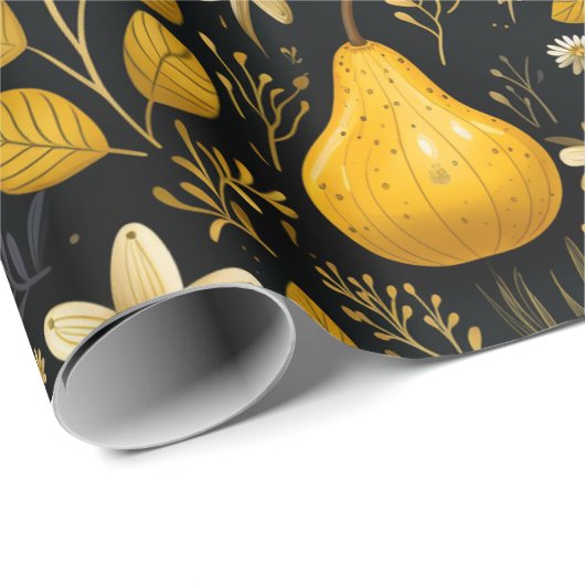 Elegant herfstfeest, in goud en Moody grijs, Cadeaupapier (Rol Hoek)