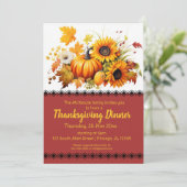 Elegant herfstfeest Thanksgiving Diner Kaart (Staand voorkant)