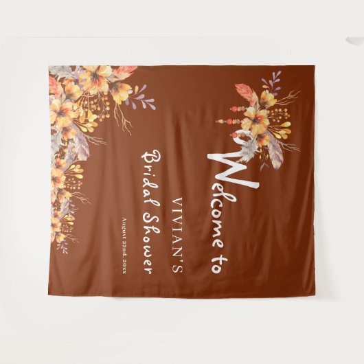 Elegant herfstroest bloemig Vrijgezellenfeest welk Wandkleed (Voorkant (horizontaal))