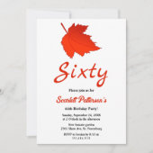 Elegant herfstrood blad Boho Herfst 60e verjaardag Kaart (Voorkant)