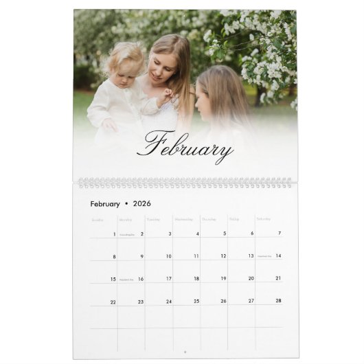 Elegant herinneringen voor aangepaste multi-foto's kalender (Feb 2026)