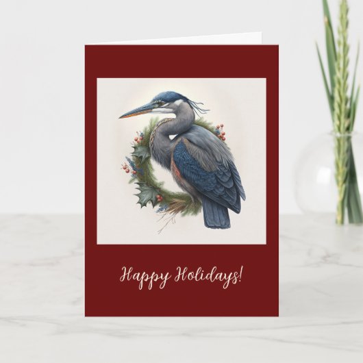Elegant Heron Folded Holiday / Kerstkaart Bedankkaart (Voorkant)