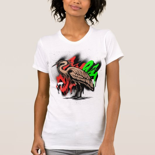 Elegant Heron Natuur T-shirt (Voorkant)
