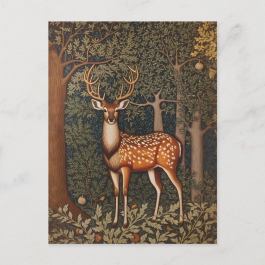 Elegant hert in eikenboombos briefkaart (Voorkant)