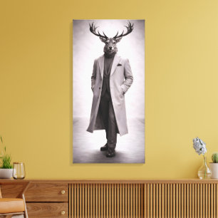 Elegant hert in op maat gemaakte jas portret canvas afdruk
