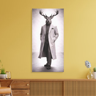 Elegant hert in op maat gemaakte jas portret canvas afdruk