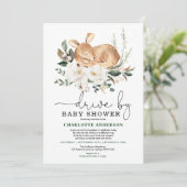 Elegant hert ivoor bloemenrit door Baby shower Kaart (Staand voorkant)