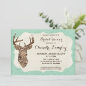 Elegant Herten Antlers Rustiek Land Vrijgezellenfe Kaart (Staand voorkant)