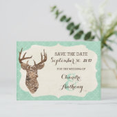 Elegant herten gewei rustiek land opslaan van de d save the date (Staand voorkant)