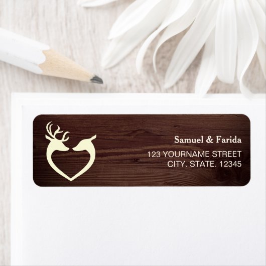 Elegant Herten Hart Rustiek Hout Bruiloft Etiket (Insitu)