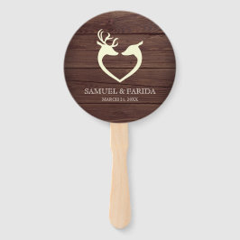 Elegant Herten Hart Rustiek Hout Bruiloft Handwaaier