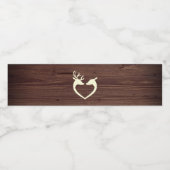 Elegant herten hart rustiek hout waterfles etiket (Enkel label)