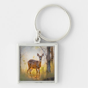 Elegant herten in het bos natuur ontwerp sleutelhanger
