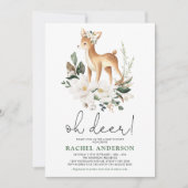 Elegant Herten Ivoor Bloemen Groen Baby shower Kaart (Voorkant)