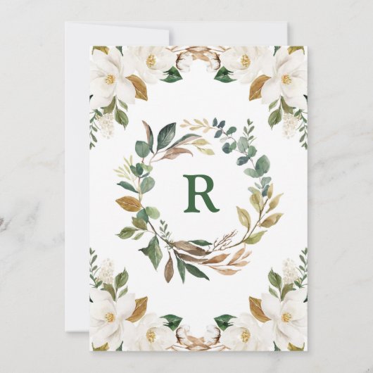 Elegant Herten Ivoor Bloemen Groen Baby shower Kaart (Achterkant)