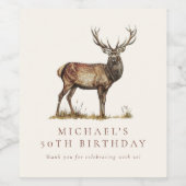 Elegant Herten Jacht Stag Volwassen Verjaardagsfee Wijn Etiket (Enkel label)