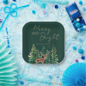 Elegant Herten Kerstmis Familienaam Papieren Bordje (Feest)