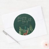 Elegant Herten Kerstmis Familienaam Ronde Sticker (Envelop)