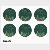 Elegant Herten Kerstmis Familienaam Ronde Sticker (Vel)