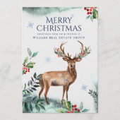 Elegant hertenkerstboom Bedrijfsbegroeting Feestdagenkaart (Voorkant)